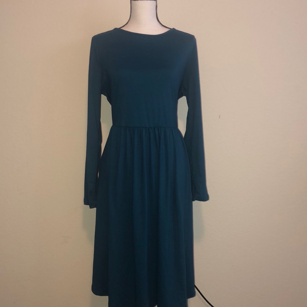 TEAL Fit and Flare Dress - Picture 3 of 4